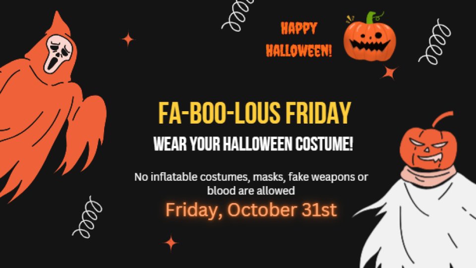 🎉🎃 The wait is over—Halloween has arrived! Let’s finish off Spirit Week with a bang! Wear your spooktacular costumes! Let’s fill the school with creativity and fun! What will you be dressing up as? 👇👻✨ #SpiritWeek #TrojanNation