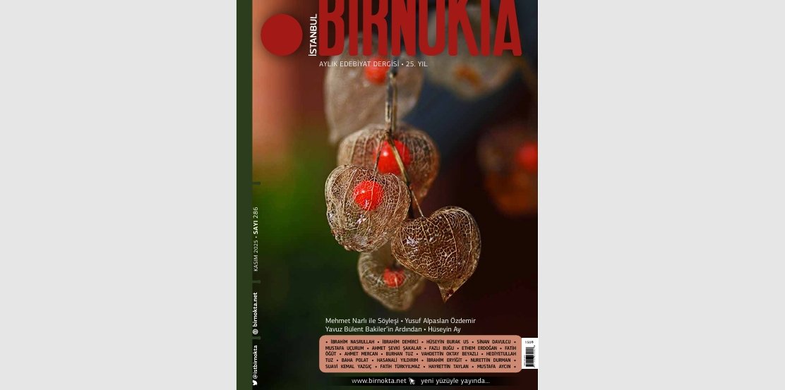 BİRNOKTA KASIM, 286

Hacir** altına girmeden ve hiçbir kötülük şebeke ve dayanışmasına katılmadan; inancımız; ülkümüz, ülkemiz, dil ve kültürümüze katkı sağlama çabamıza destek olan, katkıda bulunan sanatçılarımıza teşekkür ediyoruz. Ve dergimizi sahiplenen okurlarımıza elbette.