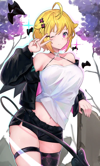 今日はハロウィンらしいので 本当に大昔に描いた小悪魔翼ちゃん再掲! 当時の癖が見えますね... #ミリシタ