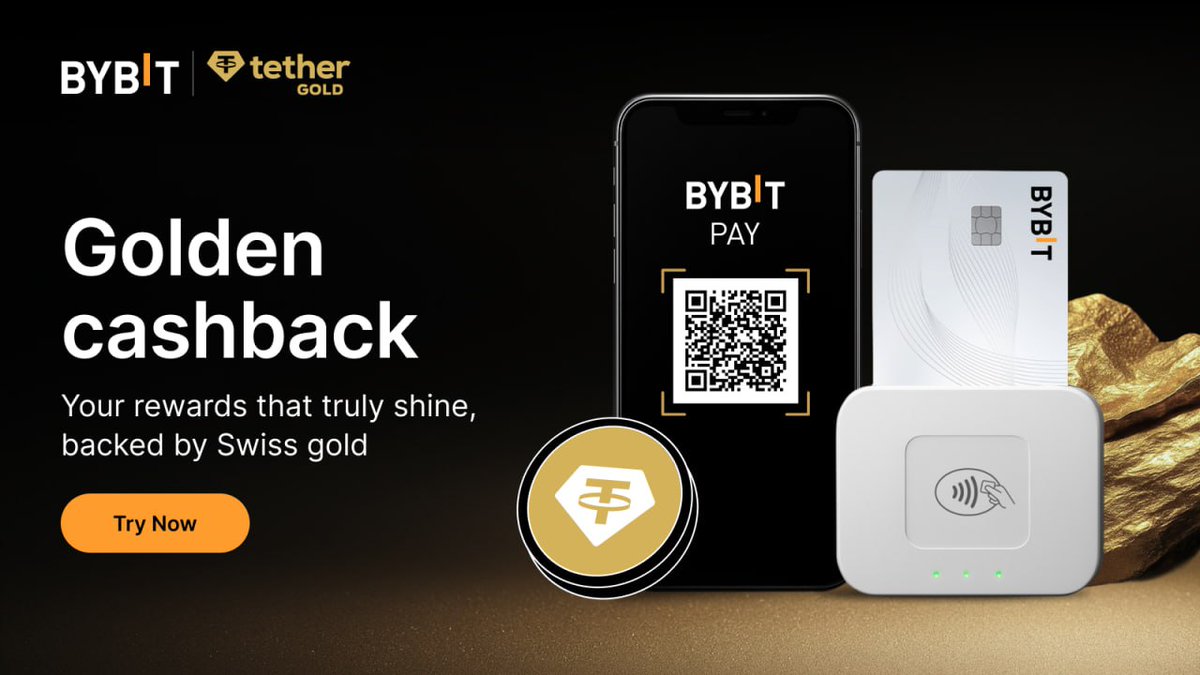 Green Light Trader 🔶 (@topuweb3) on Twitter photo Introducing XAUt Cashback.
Earn real gold-backed rewards every time you spend with your <a href="/Bybit_Official/">Bybit</a> Card.
Your cashback doesn’t just stack, they shine. Introducing XAUt Cashback.
Earn real gold-backed rewards every time you spend with your <a href="/Bybit_Official/">Bybit</a> Card.
Your cashback doesn’t just stack, they shine.