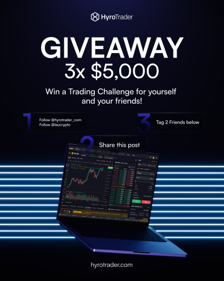 Giveaway Alert

I want to give away 3 x $5,000 HyroTrader funded accounts.

1/ Follow <a href="/hyrotrader_com/">HyroTrader</a> 

2/ Follow me — <a href="/laucto/">laucrypto</a> 

3/ Like, retweet, tag 2 friends, and comment the most important lesson you have learned from your trading experience.

Winners will be announced next