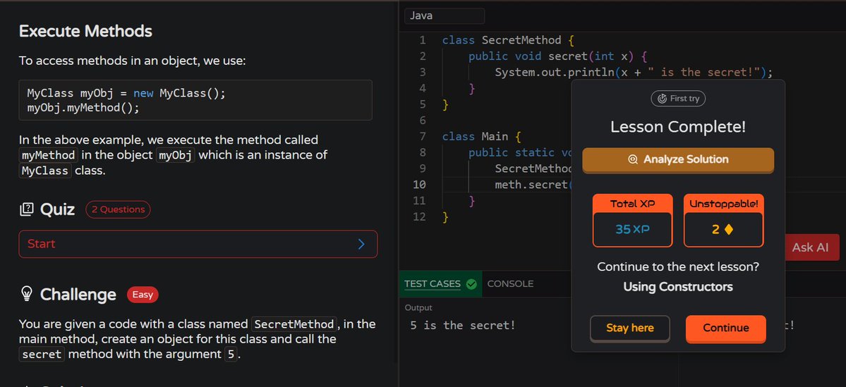 MoniTechCodes's tweet image. Day 87
Java → Created objects, accessed attributes & executed methods 🧩
JavaScript → Explored Strings & Booleans 🔤🔘
#100DaysOfCode #Java #JavaScript #OOP #FrontendDevelopment #WebDev #LearnToCode #CodingJourney #BuildInPublic #30NitesOfCode
codedex.io/community/30-n…