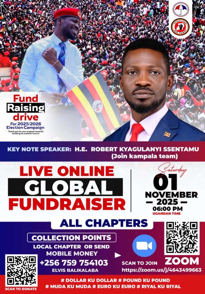 📍 

NUP Global Diaspora Fundraiser To Support the Protest Vote: Saturday November 1st 2026 Hosted by the NUP Gulf Chapter.

Zoom Link: zoom.us/j/4643499663. Make a Donation to Support Change in Uganda Today!

We are pleased to announce that the next Diaspora Fundraiser will