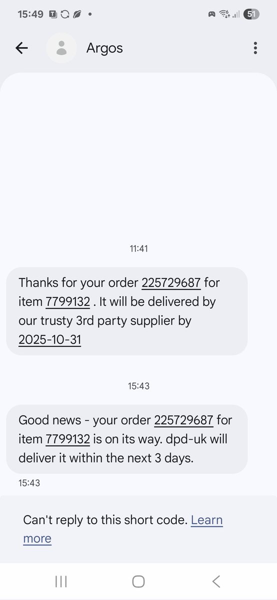 keithagodden's tweet image. @Argos_Online so got this today saying my item will be with me by the 31/10/2025
So much for delivery within two days But your trusted Dpd delivery in 3 days...?