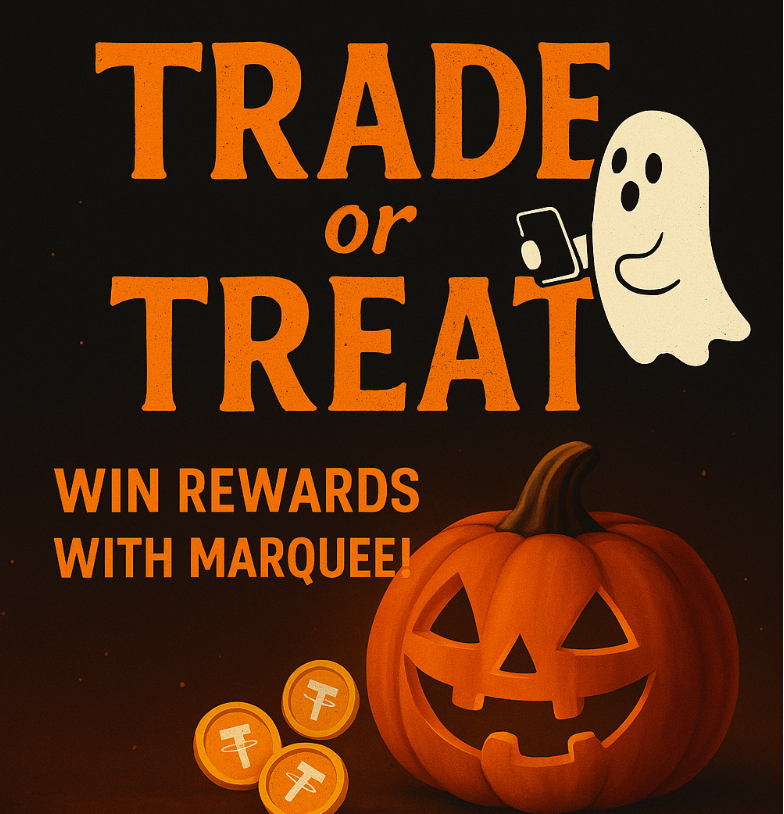 Marquee_fi's tweet image. 🎃 #MarqueeHalloweenEvent 🎃

👻 Trade or Treat — It’s Live!
🍬 Trade ≥#10USDT &amp;amp; get a #3USDT candy reward
🧛 Invite friends to trade &amp;amp; both earn #5USDT
🎁 Invite 10+ friends = get an extra #10USDT bonus
🕷️ Retweet this post — Top 3 most-liked users each win 5 USDT!

📅 Event…