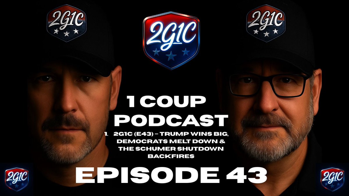 🚨 NEW EPISODE TODAY 🚨

2G1C (E43) – Trump Wins Big, Democrats Melt Down &amp; The Schumer Shutdown Backfires 🇺🇸💥

🔥 Trump delivers MAJOR victory with China
🔥 Schumer Shutdown getting exposed
🔥 Scalise &amp; Mast torch the Dems’ TDS meltdown
🔥 JD Vance fires up a sold-out arena

🎙️