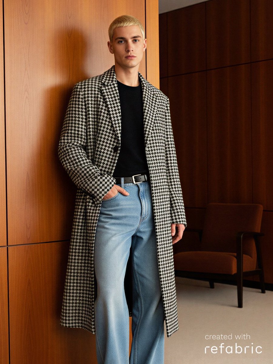 RefabricAI's tweet image. The season’s outerwear speaks in volumes, tailored, tactile, and timeless. From sleek patent finishes to cocooning shearling and heritage checks, fall/winter coats strike a dialogue between comfort and precision, redefining modern polish. 🧶
#refabric #refabricai #fashionai