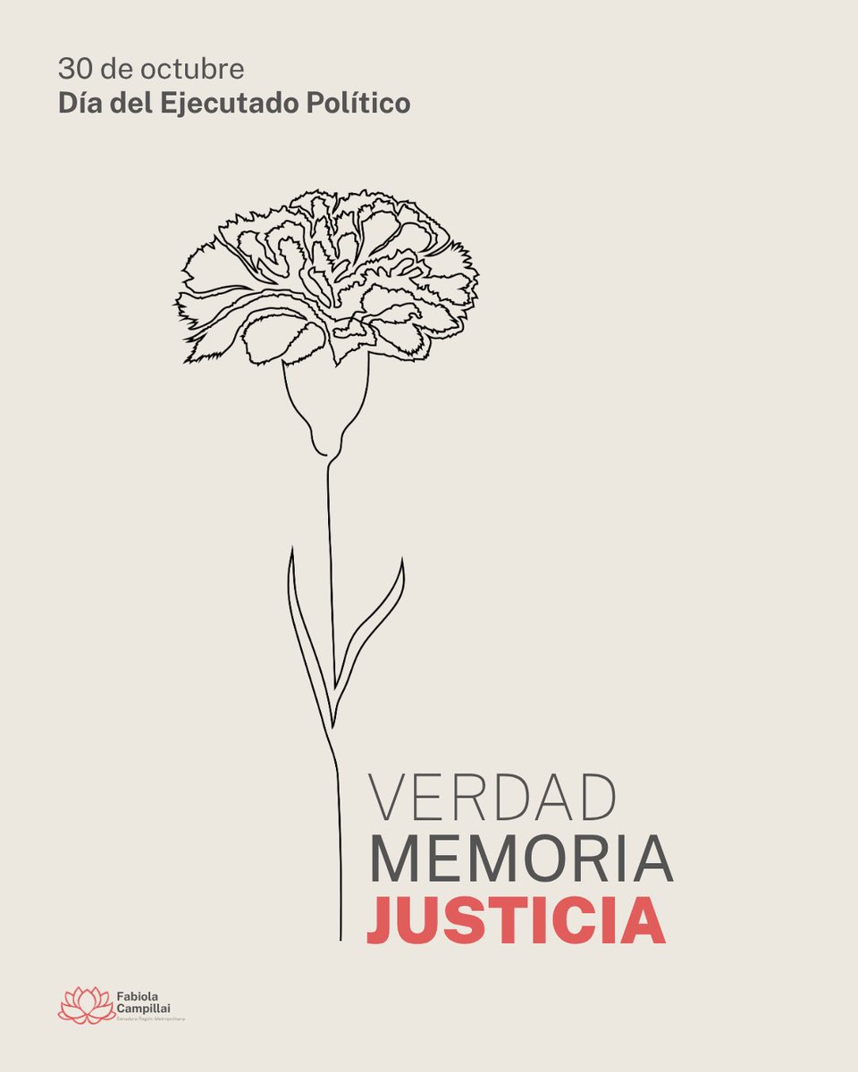Los rostros, las voces y los recuerdos de quienes fueron asesinados en la dictadura aún viven en la memoria del país.

El día del Ejecutado Político la convicción es firme, como el primer día: VERDAD, MEMORIA, JUSTICIA.
Siempre reparación y garantías de que esto NUNCA MÁS ocurra.