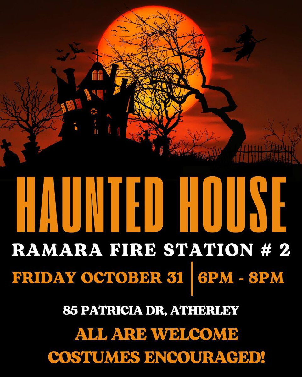 ramarafire's tweet image. 👻  Are you brave enough to enter? 👻 

The Ramara Fire Station #2 Haunted House is TOMORROW NIGHT!

📅 Friday October 31 | 6PM–8PM
📍 85 Patricia Dr, Atherley

All are welcome — and don’t forget your costumes! 🎃

**Children are welcome! We have a fun space for kids as well!**