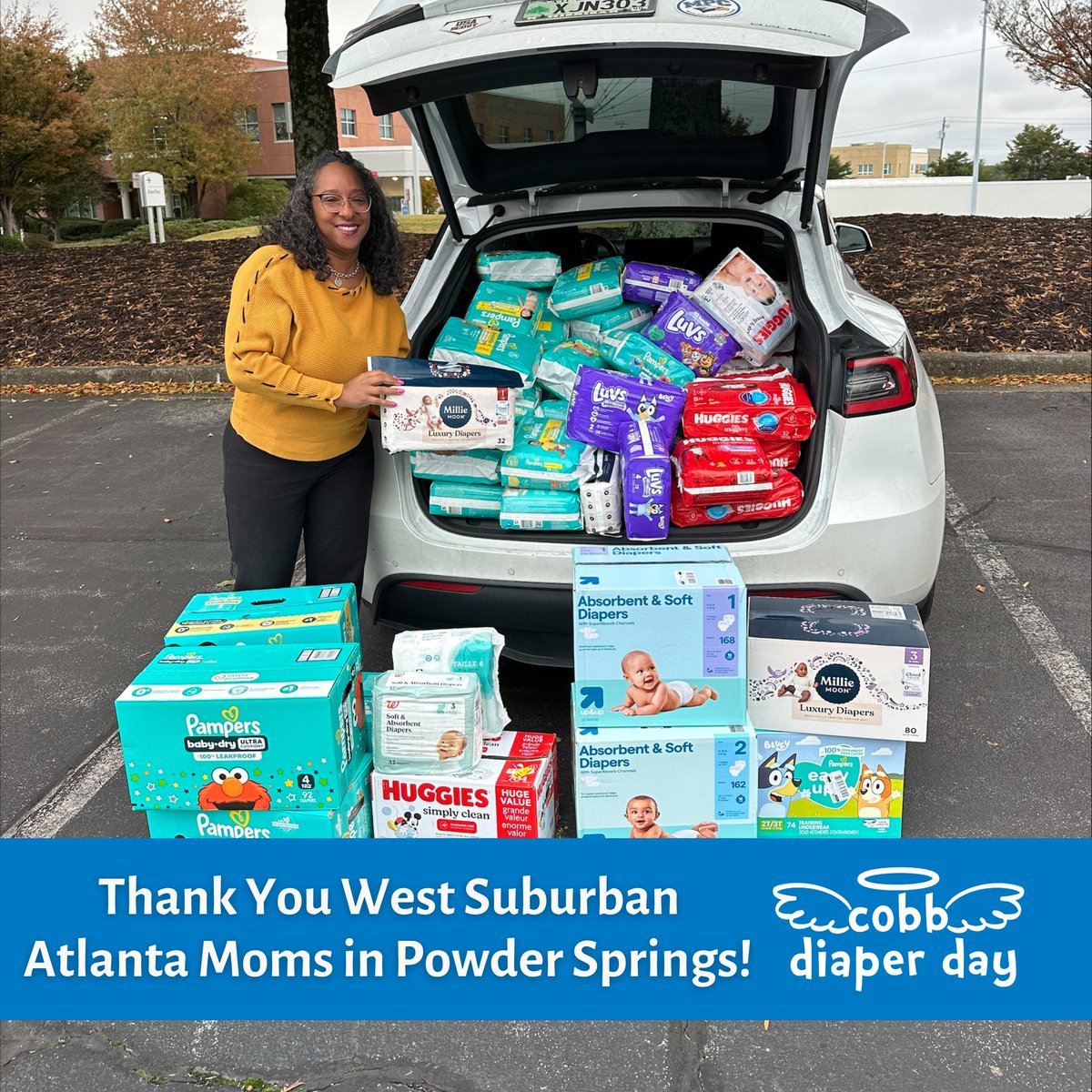 CobbDiaperDay's tweet photo. Thank you to the West Suburban Atlanta Moms in Powder Springs for donating diapers during #CobbDiaperDay2025. Together, we're creating a positive impact on our community and in the lives of those in need.

#CobbDiaperDay #DiaperDrive #CobbDiaperDay2025 https://t.co/4M8SgFbM59