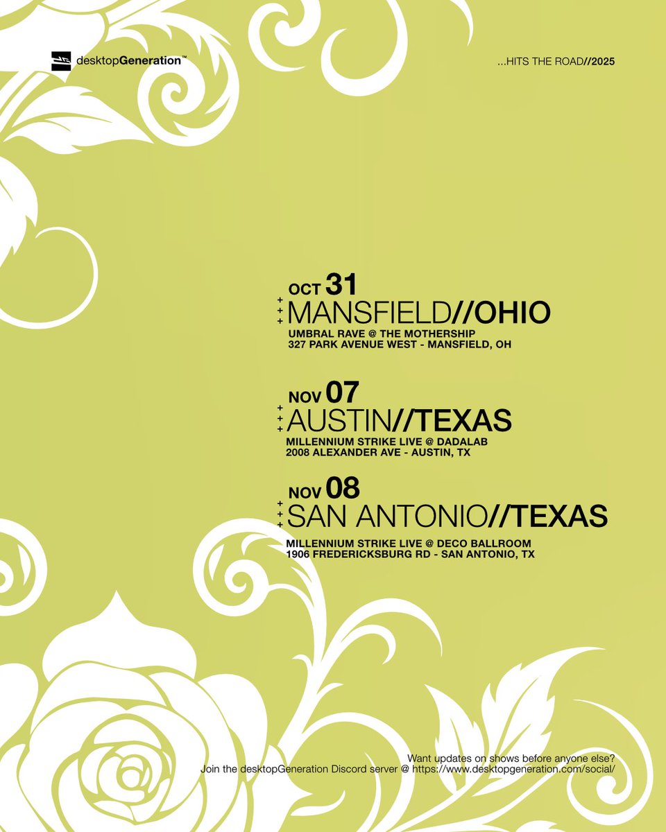 We're spending the day running to and from airports... desktopGeneration hits the road starting today! Catch us in Mansfield tomorrow for UMBRAL RAVE!