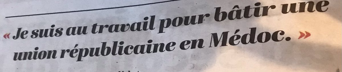 La politique nationale et ses rebondissements renforcent encore mon engagement auprès des medocains !
Je suis convaincu que la seule solution pour notre #Médoc face aux extrêmes c’est l’union républicaine! 
Ma responsabilité d’ancien député maire c’est d’y travailler !