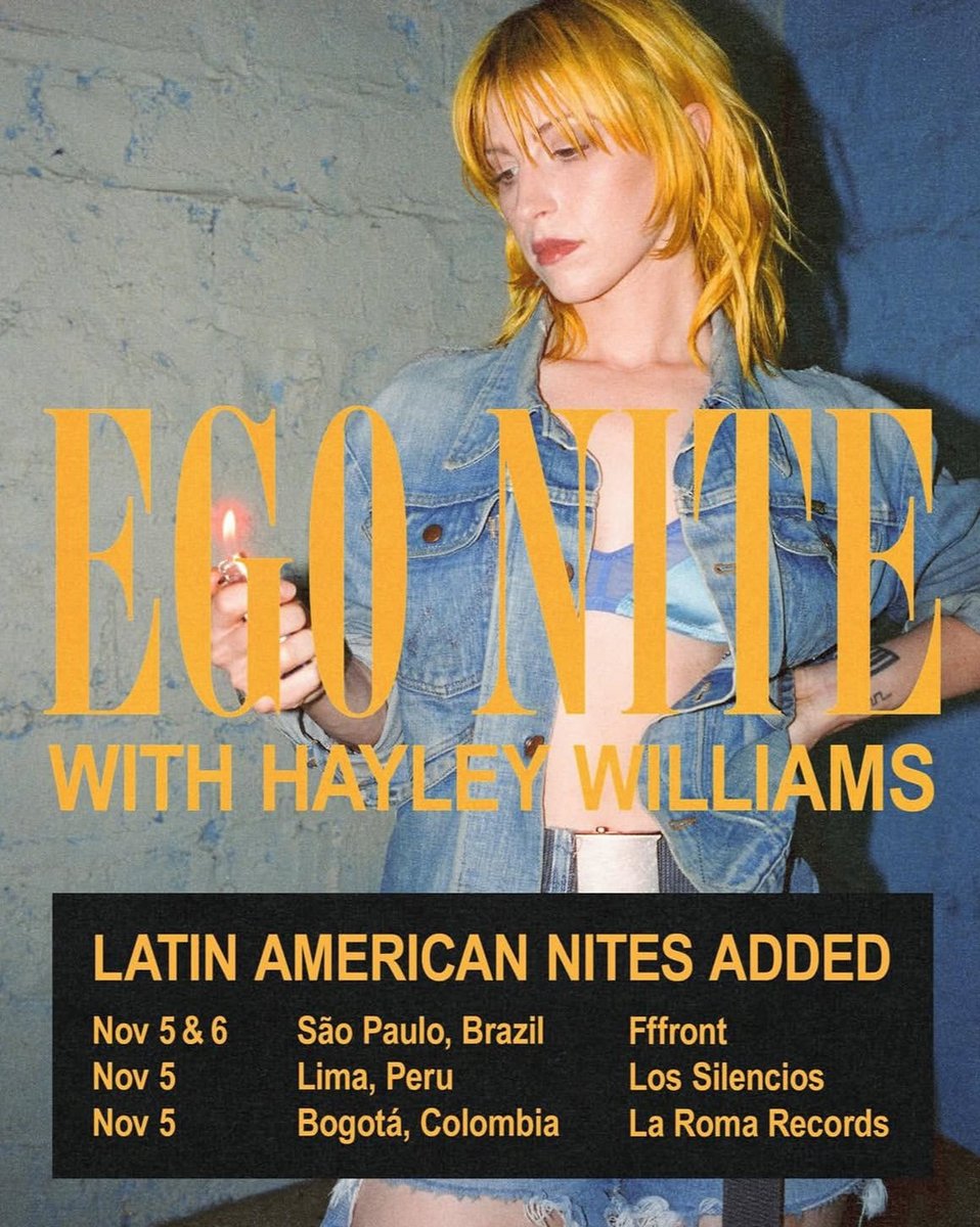 paramorebrasil's tweet image. EGO DEATH AT A BRAZILIAN PARTY! 

A listening party Ego Nite, de Hayley Williams, acontecerá no Brasil em São Paulo, nos dias 5 e 6 de novembro 🚨

Mais informações em breve.