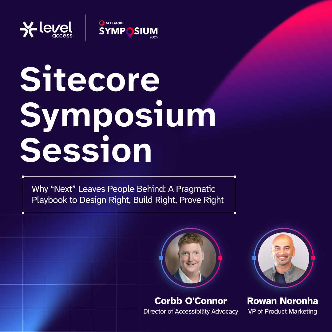 LevelAccessA11y's tweet image. We’re heading to Orlando next week for @Sitecore Symposium 2025! 👏

On 11/4 at 4 PM EST, our Director of Accessibility Advocacy, Corbb O’Connor and VP of Product Marketing, Rowan Noronha, will be presenting: “Why ‘Next’ Leaves People Behind: A Pragmatic Playbook to Design Right,…