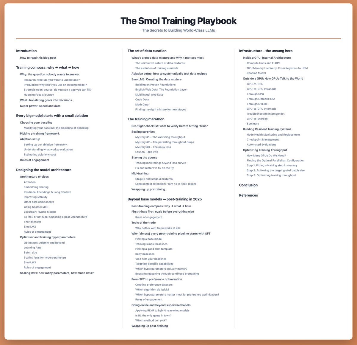 What's inside:
• Model architecture design
• Data curation techniques
• The SmolLM3 training marathon
• Post-training in 2025
• Infrastructure (the unsung hero) 👈 (this thread)
• And more...