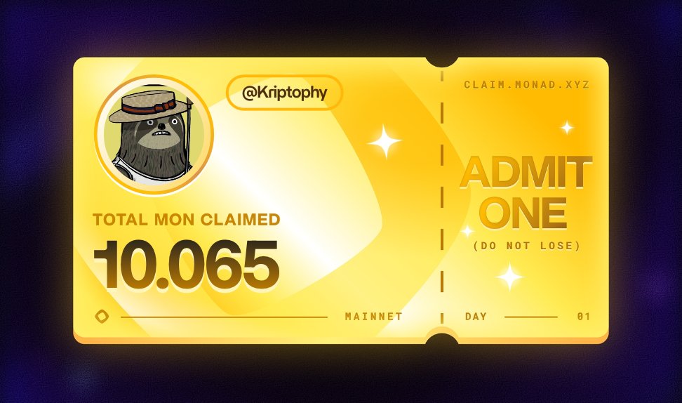 Day 1 ticket ne oluyor bilmiyorum ama bugün de avcumuzu yaladık. Total 10K ile kapattık <a href="/monad/">Monad</a> thanks yine de