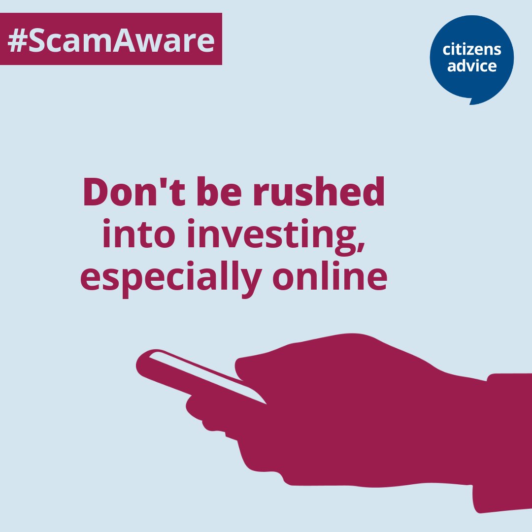 Scammers are promoting fake investments online, often on social media.

Know the signs of a scam:
🚩 Unsolicited direct messages
🚩 'Guaranteed' high returns
🚩 High-pressure tactics to rush you

Protect yourself and stay #ScamAware ⤵️
bit.ly/42KC1uU