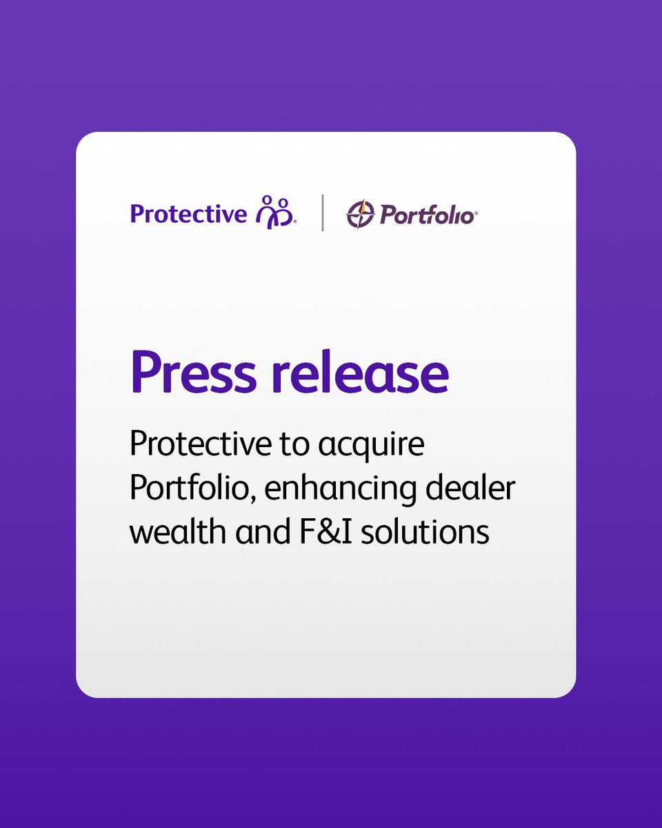 Protective announces planned acquisition of Portfolio, a leading provider of reinsurance management services and F&amp;I products. Read more: spr.ly/601471SKA