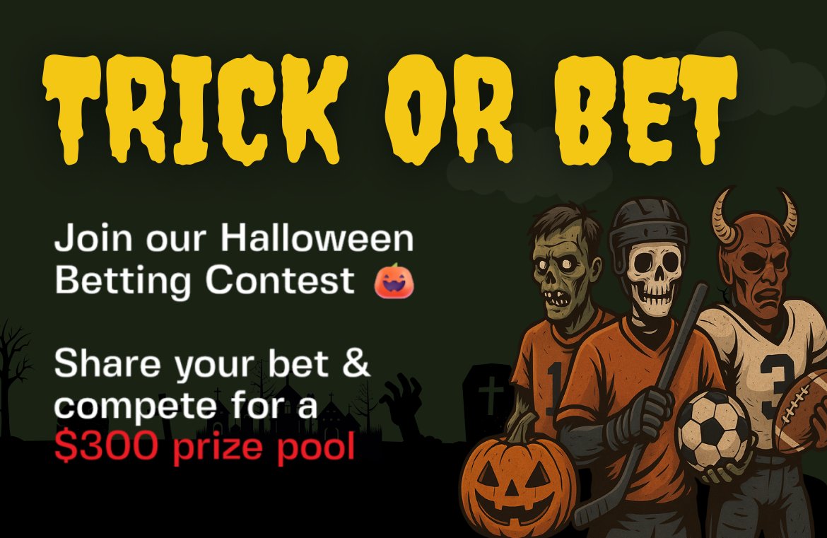🎃 HALLOWEEN BETTING CONTEST 🎃

It’s that spooky time of the year again: ghosts, goals and great odds 👻
From 30.10 to 2.11, place a bet on any event and fight for a $300 prize pool💰

How to enter:
✅ Follow <a href="/bookmakerxyz/">bookmaker.XYZ</a>
✅ Like &amp; Retweet this post
✅ Place a $20+ bet on any