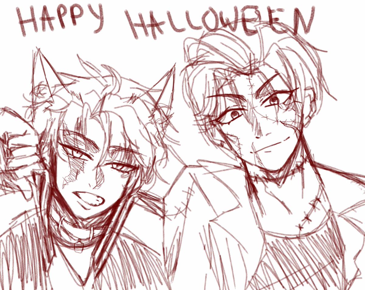 I miss posting here😞 I got too busy with comms and school, but here's a sketch halloween moment hehe (my two ocs)

#sketch #Halloween