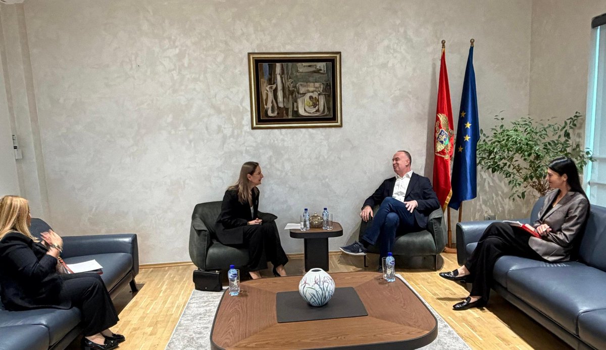 Delighted to exchange with Min. Nik Gjeloshaj, DPM &amp; Minister for Economic Development of <a href="/MeGovernment/">Government of Montenegro</a>. 

👉 Ahead of #Montenegro’s 2026 chairmanship of the Subcommittee on #TradeinServices we will engage to advance CEFTA’s digital trade, e-commerce &amp; services agenda 📈
#CEFTA
