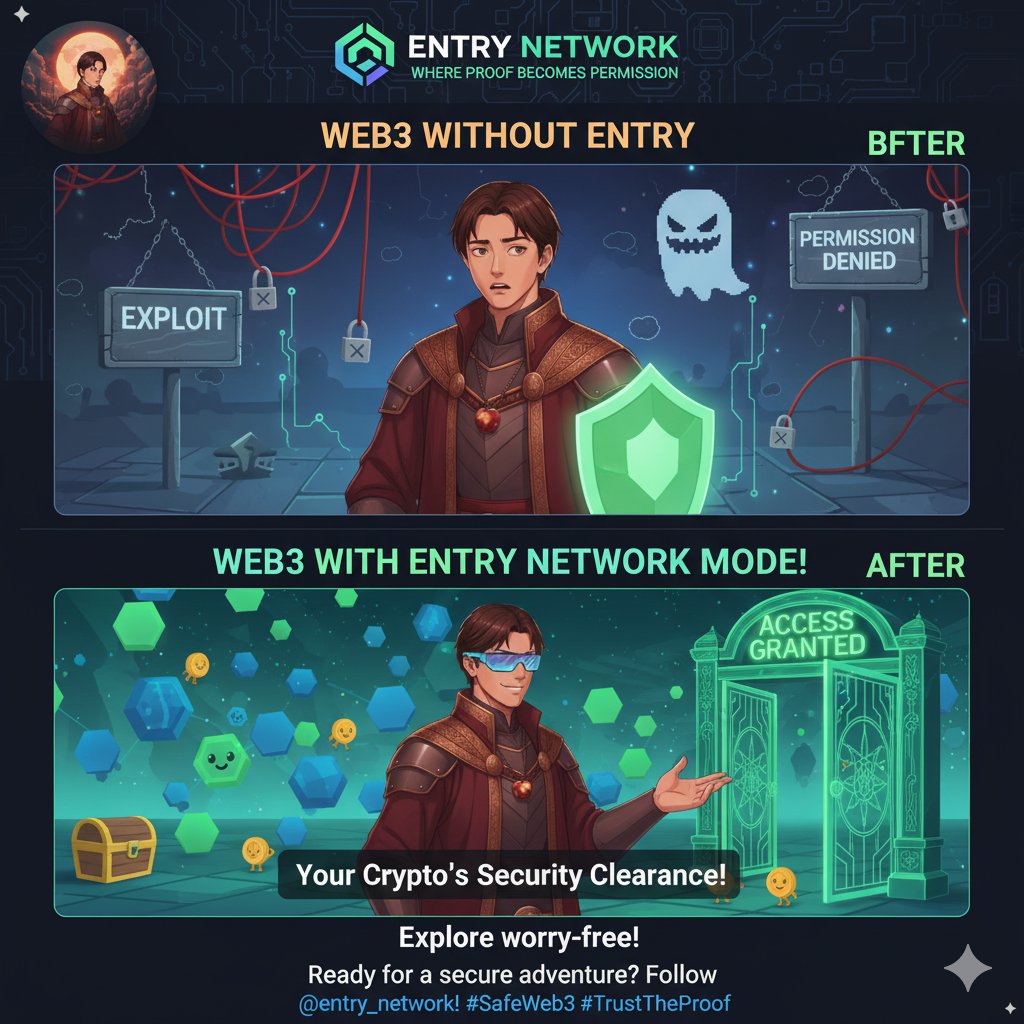 kizilelmax1's tweet image. Web3 looking a bit scary? 👻 Not anymore!

With @entry_network, our hero gets your crypto&apos;s security clearance so PROOF BECOMES PERMISSION.

Dive into Web3 safely &amp;amp; explore worry-free!

#SafeWeb3 #TrustTheProof #entry_network