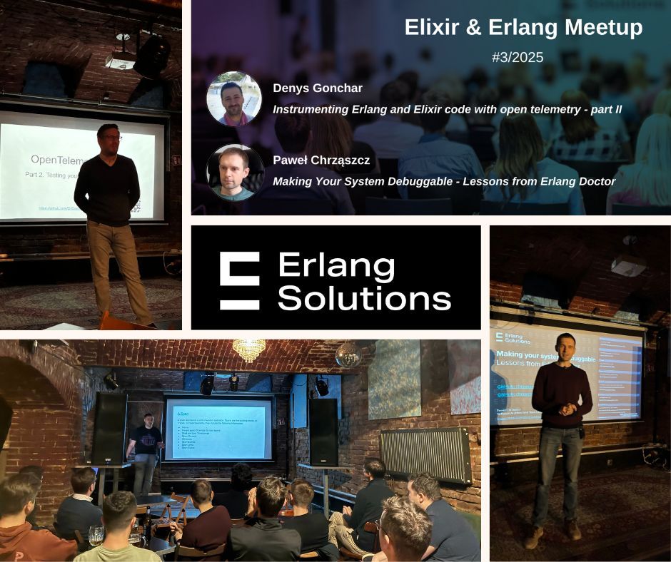 ErlangSolutions's tweet image. We had a fantastic evening at our Elixir and Erlang meetup in Krakow last night! 🇵🇱

Alongside two standout talks from our very own Paweł Chrząszcz and Denys Gonchar, it was great to see the community connect and share knowledge. 🤝

Thanks to everyone who joined us, and keep…