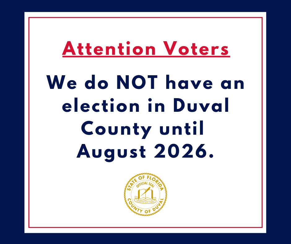 Although we do not have an election in Duval County this fall, it is never too early to get prepared for August 2026. Check your voter status at duvalelections.gov. #VoteDuval