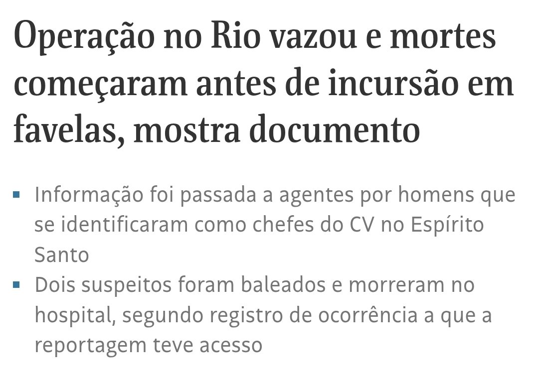 Ao autorizar sem o elemento surpresa, Cláudio Castro mandou 4 dos seus próprios homens para a morte. Além disso, o governador inepto assinou o maior massacre da história do BR por fins estritamente ELEITOREIROS! É de uma CRIMINALIDADE ATROZ! Deve ser preso preventivamente.