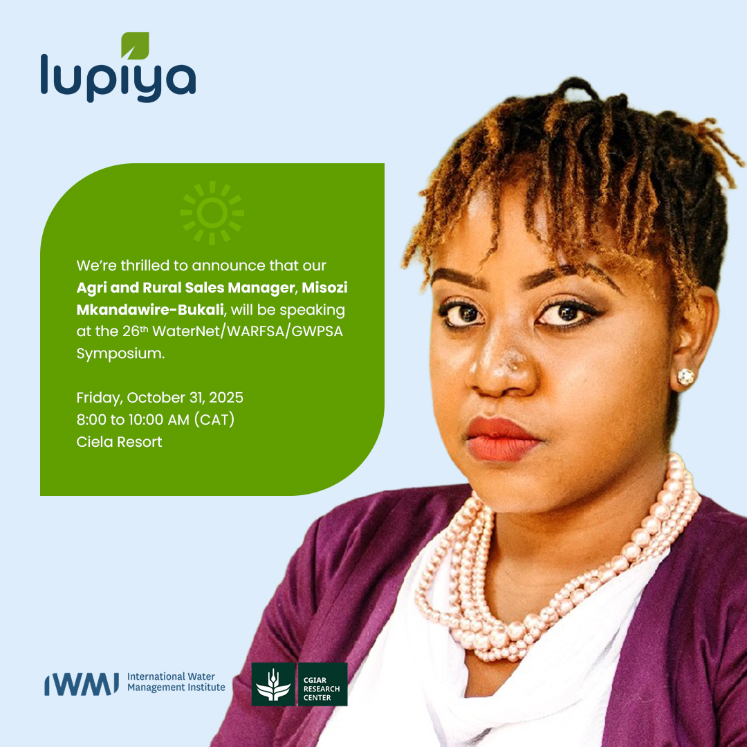 26th WaterNet/WARFSA/GWPSA Symposium

We’re proud to share that our Agri &amp; Rural Sales Manager, Misozi Mkandawire-Bukali, will speak at the 26th WaterNet/WARFSA/GWPSA Symposium on Oct 31, 2025, at Ciela Resort.

#WaterNet2025 #SustainableAgriculture #LupiyaMoneyMoves