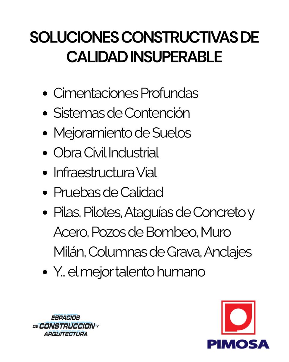 Espacios_Arq's tweet image. Todo gran proyecto comienza desde el suelo… y PIMOSA lo sabe mejor que nadie. ⚙️

Con más de 40 años de experiencia, son expertos en cimentaciones profundas, pilas, pilotes y ataguías de concreto y acero.🏗️

👉 bit.ly/pimosarq

#CimentacionesProfundas #RevistaEspacios