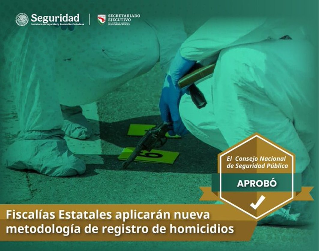 El Consejo Nacional de Seguridad Pública aprobó:
 📊 A partir de octubre de 2025, todas las fiscalías estatales deberán aplicar la nueva metodología de registro diario de homicidios, lo que permitirá contar con datos más claros, verificables y comparables en todo el país.
 ⚖️Esta