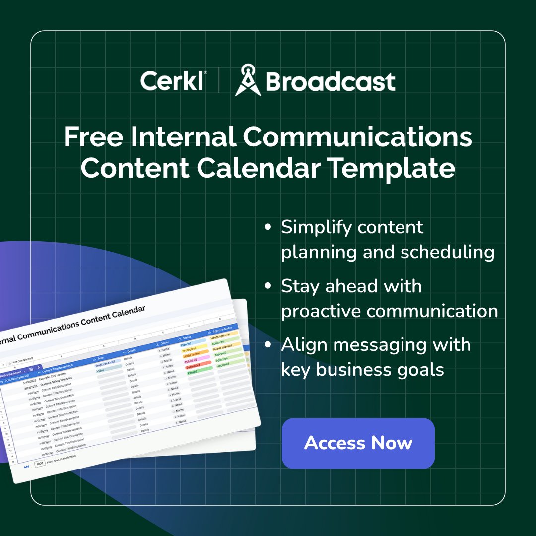 Tired of scrambling to send updates at the last minute?

When there’s no clear plan, teams miss key moments, announcements overlap, and employees tune out.

Take control with our free internal communications content calendar template.

Download Now: hubs.ly/Q03R0k7C0