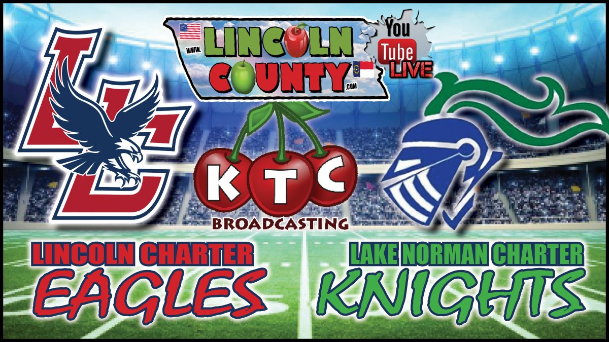 Watch the Lincoln County Game of the Week 
Friday, October 31 - 7pm pregame 730p kickoff
Lincoln Charter Eagles vs Lake Norman Charter Knights
Watch on LincolnCounty.com  Youtube
