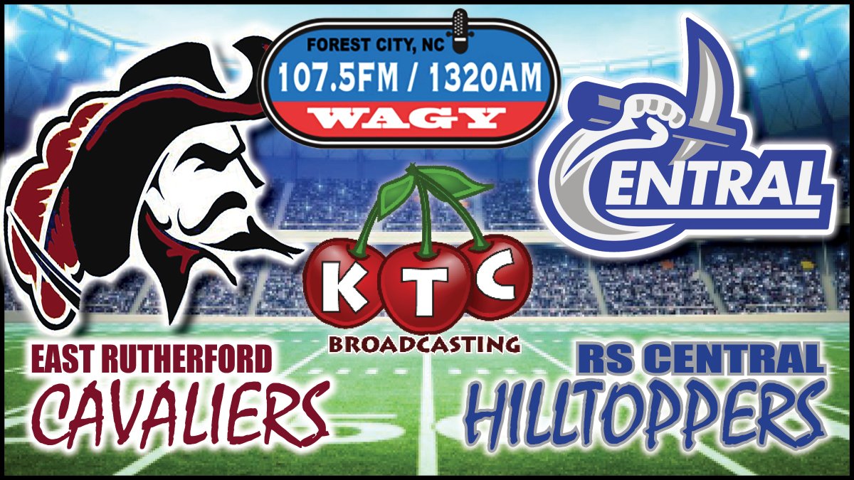 Watch the Rutherford County Game of the Week 
Friday, October 31 - 7pm pregame 730p kickoff
East Rutherford Cavaliers @ RS Central Hilltoppers
Listen on WAGY and Watch on Youtube