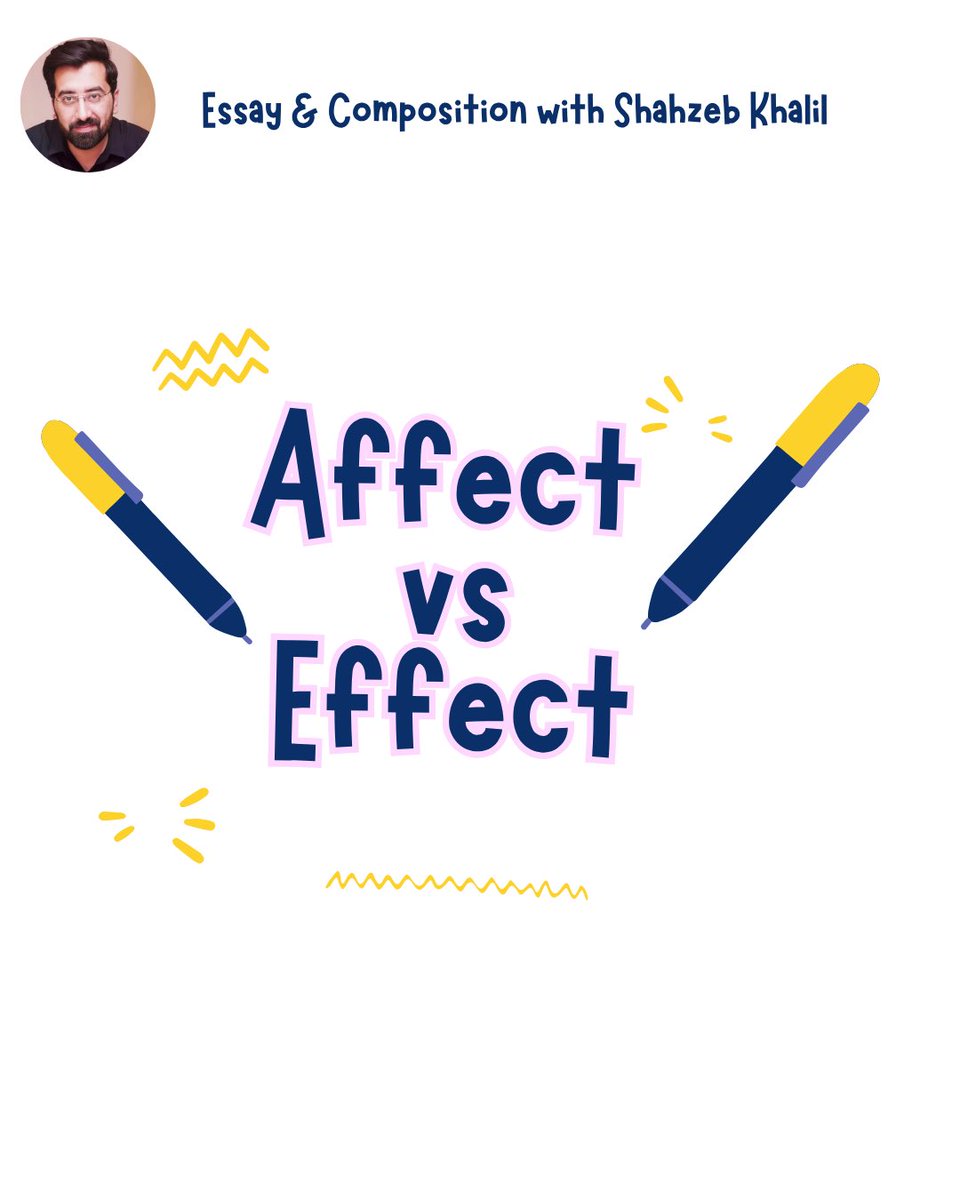 ShahzebKhalil's tweet image. Let’s settle this once and for all — it’s not that affecting to get it wrong, but it sure effects your grammar score 😅✨

#EnglishMadeEasy #AffectVsEffect #GrammarMatters
