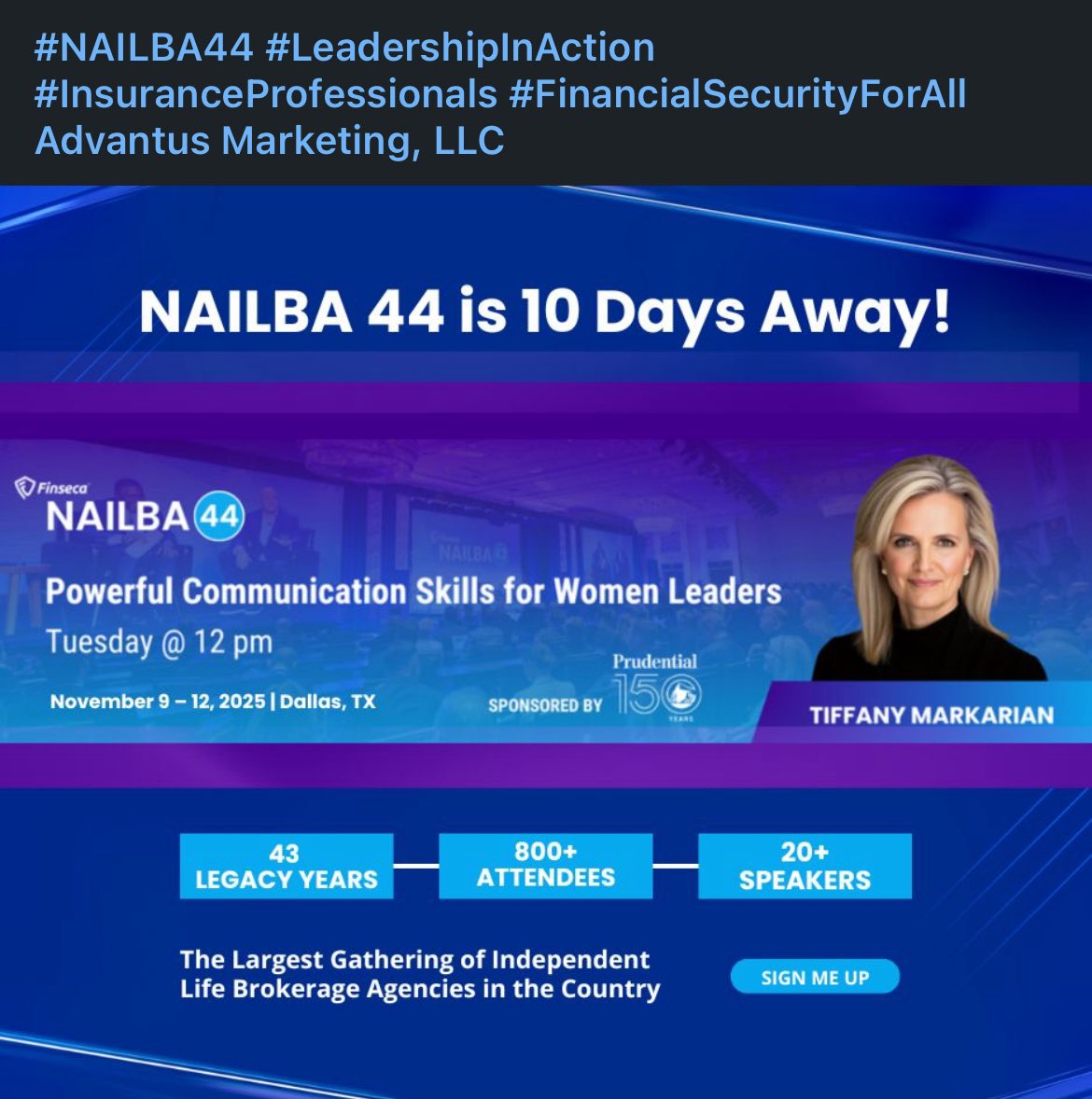 AdvantusMktg's tweet photo. Can’t wait, @NAILBA and @Finseca. See you in Dallas!!  #NAILBA44 https://t.co/87QKsXWoCS
