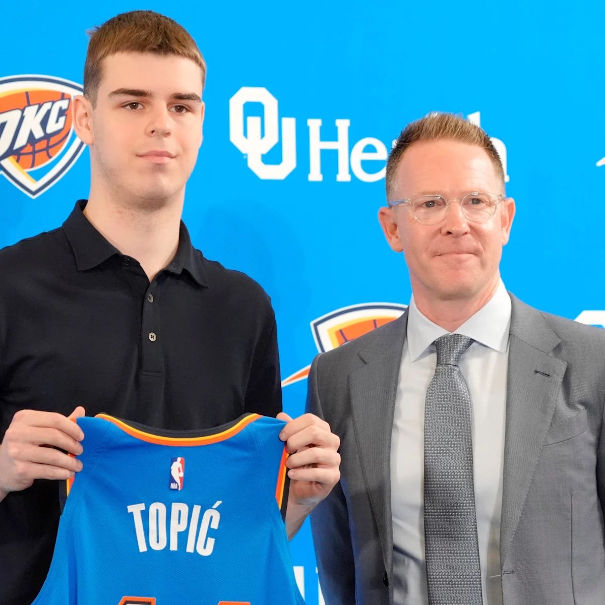 LegionHoops's tweet photo. Sam Presti announces 1st-round pick Nikola Topic has testicular cancer.

Wishing him the best. https://t.co/UeDuZNNr7j
