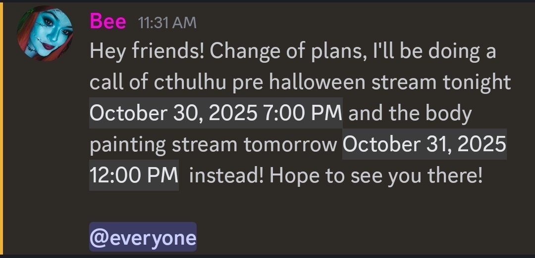 Hey yall! Change of plans for today's stream! Having a little pre halloween celebration and will be doing a Call of Cthulhu with some friends! Come hang out with us! 
#Halloween #callofcthulhu #horror