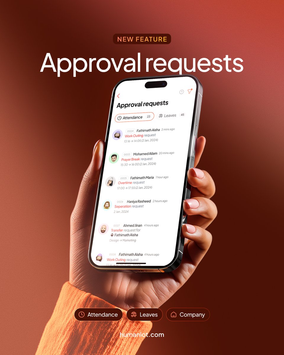 New Features Live On The Humanlot Mobile App! 🙌

Introducing Advanced Approvals! Review company wide and team requests, all from one screen and approve in seconds.