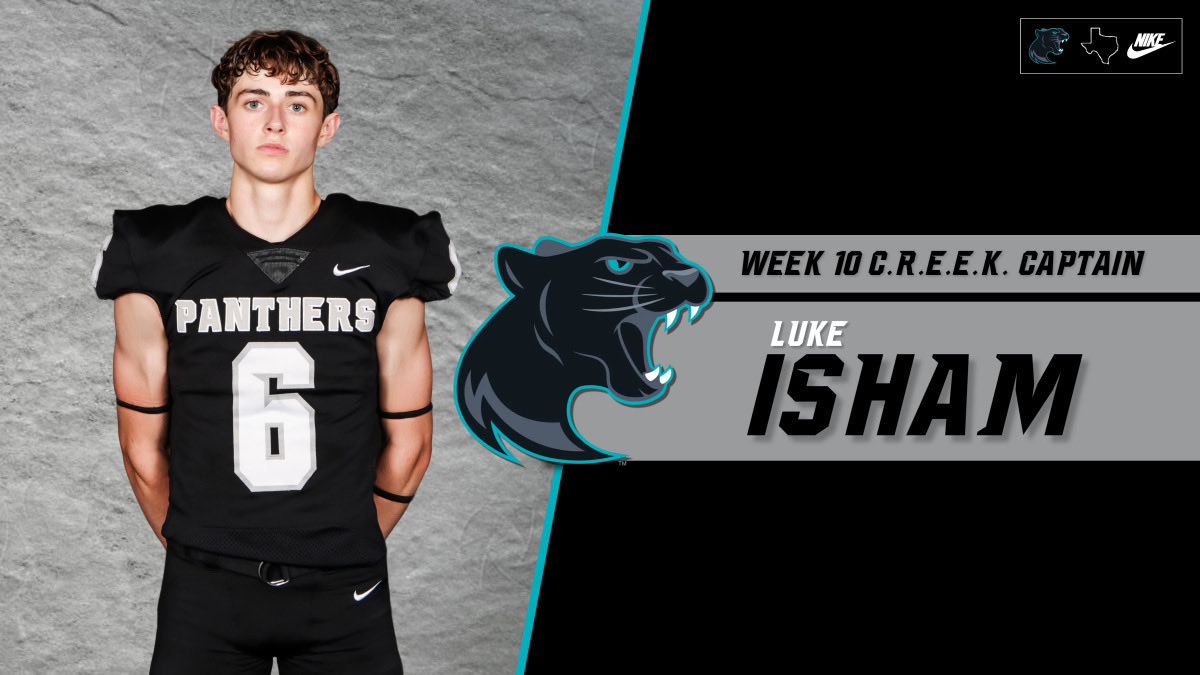 PCHSfriscoFB's tweet photo. Week 10 CREEK Captain     

Luke Isham

Luke has been a Panther since day 1 of the program. He truly is our CREEK Values personified. High character, high academic, and will not be out worked. Our football program is better because Luke is a part of it. 

#CREEK https://t.co/msYAESpzV1