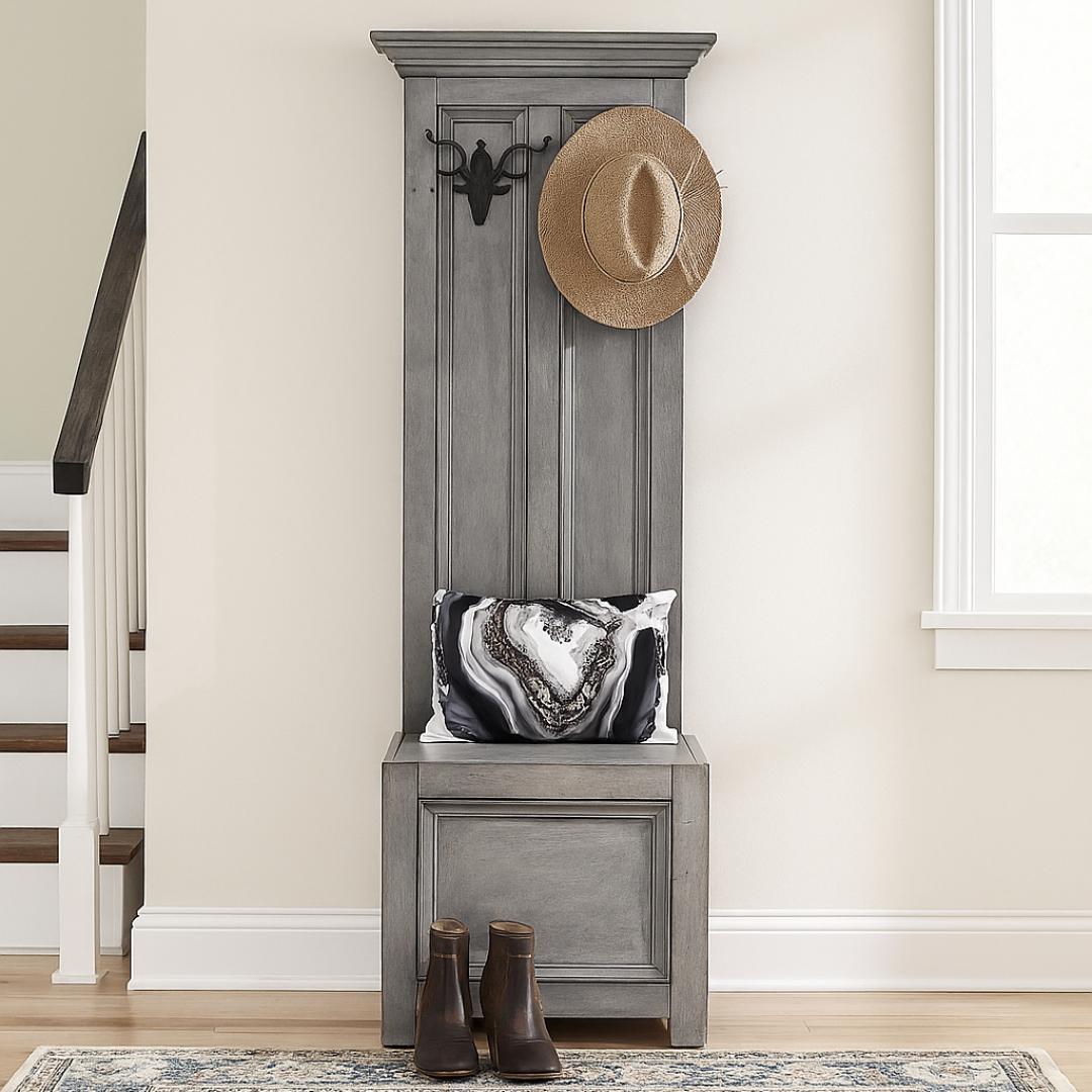 TheClaytonHouse's tweet image. Priced at $160. The Hall Tree w/ Storage is a hall tree with a distressed grey painted finish, measuring 29w x 19d x 70h. It provides a practical design for storing items in an entryway or hallway.

More info: clayton.house/url/qEQLq

Booths: RouxRoyale

#home_decor #furniture…