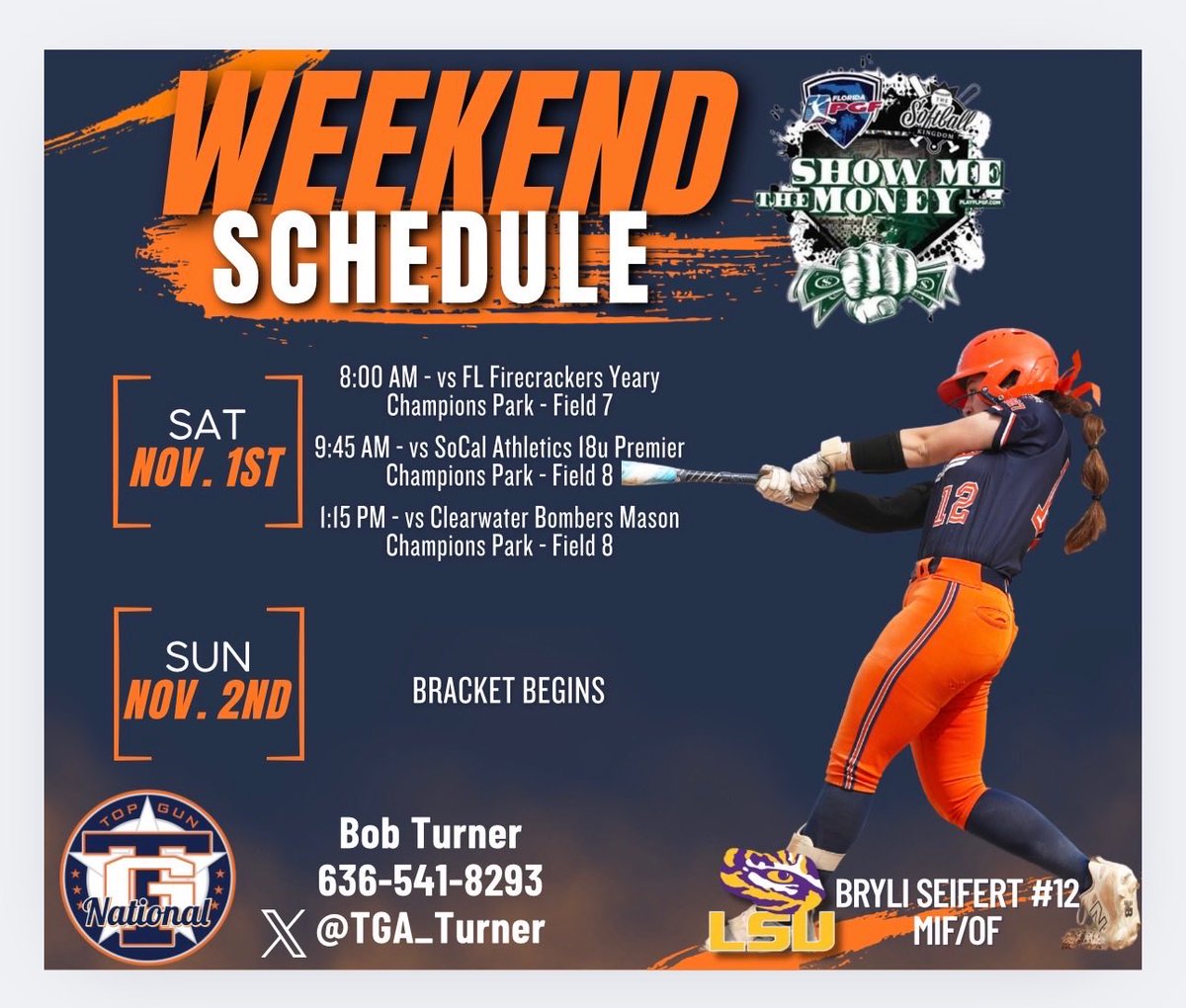 Coach <a href="/TGASciara/">Top Gun National 16</a> &amp; I have put together the rosters for this weekend. 

Both missing a handful due to Fall High School state championships in Georgia and Missouri, but excited to get rolling with this group at the <a href="/flpgfmedia/">Florida PGF Media Network</a> Show Me the Money in Newberry!  <a href="/PGFnetwork/">PGF</a>