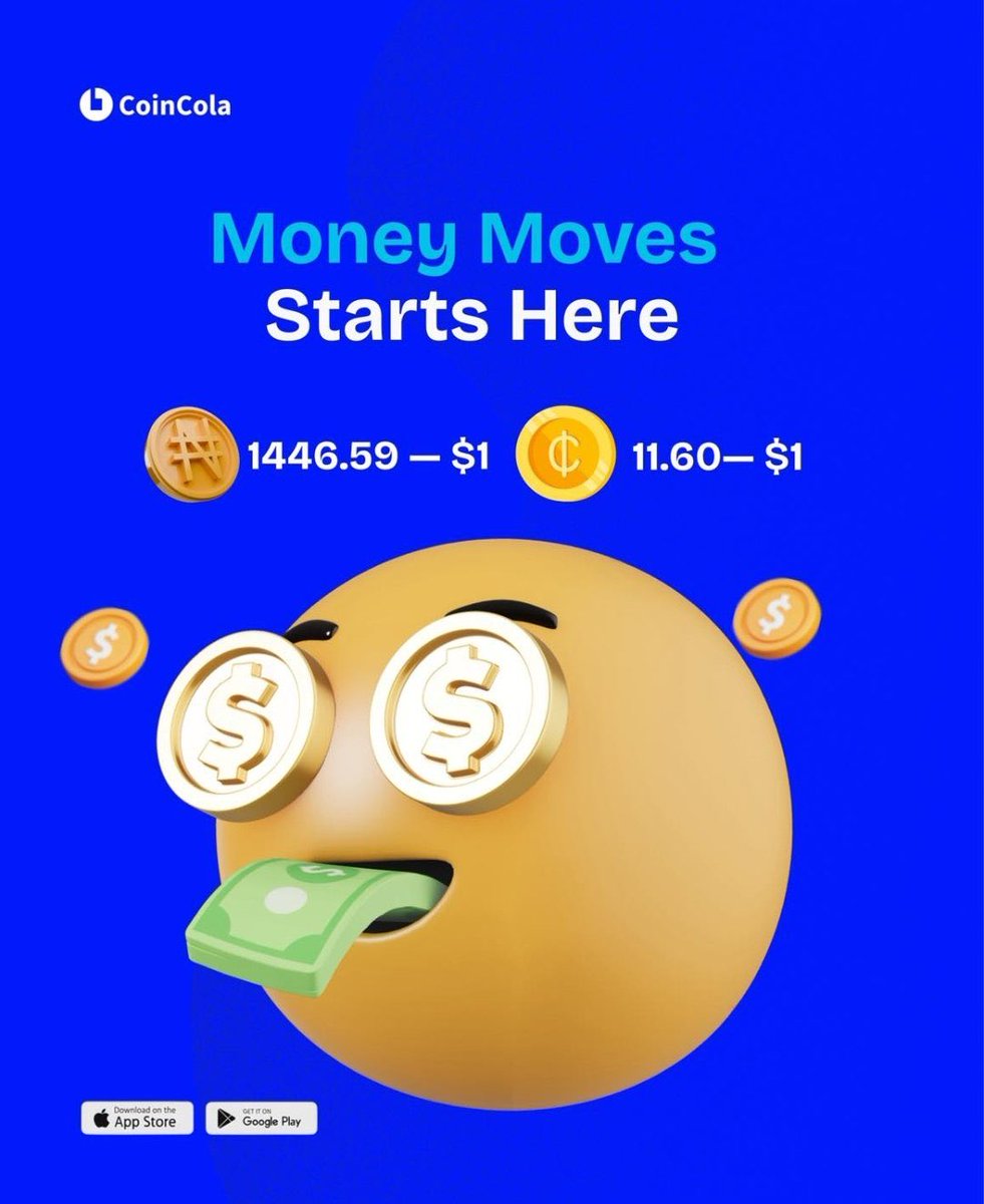 christy1000x's tweet image. ⸻

Money Moves Start Here — With CoinCola! 💰
Take charge of your crypto journey today! 🚀

✅ Buy &amp;amp; sell instantly
✅ Best rates guaranteed
✅ Withdraw Naira fast
✅ Safe trades with escrow

#CoinColaExpress #CoinColaP2P #AmbassadorProgram