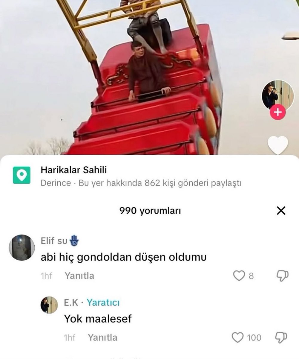 elifarsiv's tweet photo. abi hiç gondoldan düşen oldu mu
yok maalesef https://t.co/5PrnOPS4PB