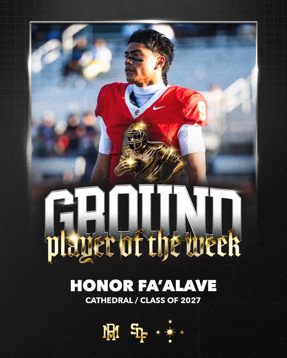 New Award this season , Proud to present the Ground Player of the Week brought to you by All Dynamic Athletic Engineering and Performance located in Scripps Ranch . This Week the winner is Honor Fa’alave from Cathedral he had 186 Yards rushing and 5 Touchdowns as the Dons