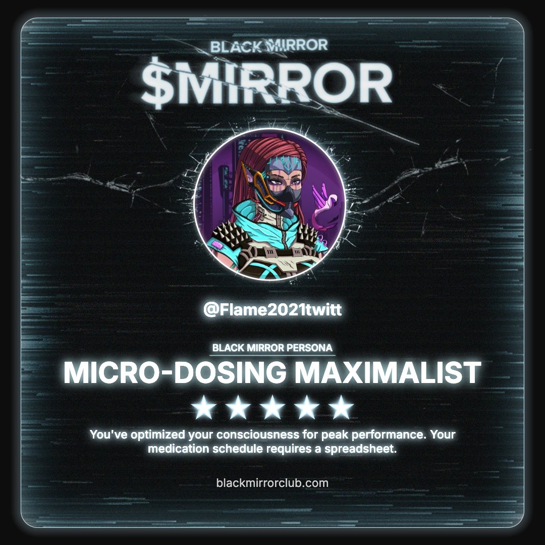 Scanned and processed. The algorithm judged me.
Discover your Black Mirror Persona by <a href="/blackmirror_xp/">blackmirror_xp</a> and claim yours now.
loyalty.blackmirrorclub.com/loyalty