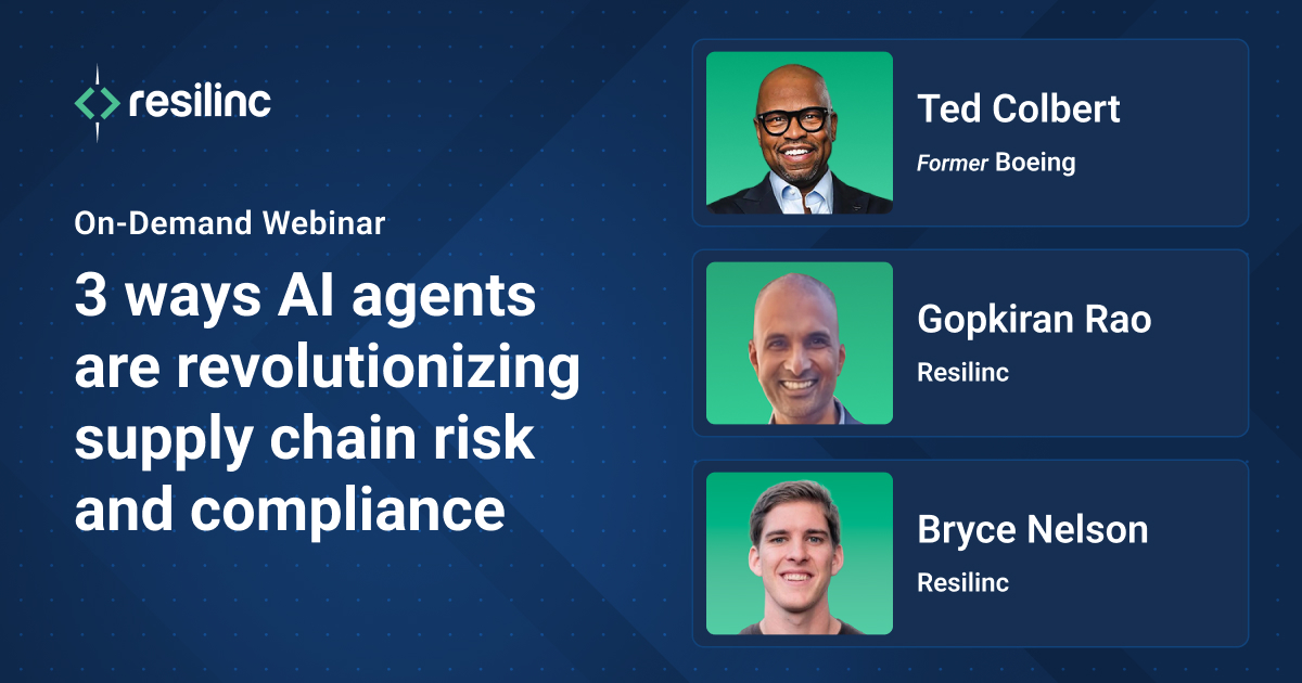 See how AI is transforming supply chain risk and compliance in this on-demand webinar.

Ted Colbert (former Boeing Defense CEO) and Resilinc experts reveal how AI agents uncover hidden risks, automate compliance, and stay ahead of disruption.
 
👉 Watch: okt.to/39ZDrx