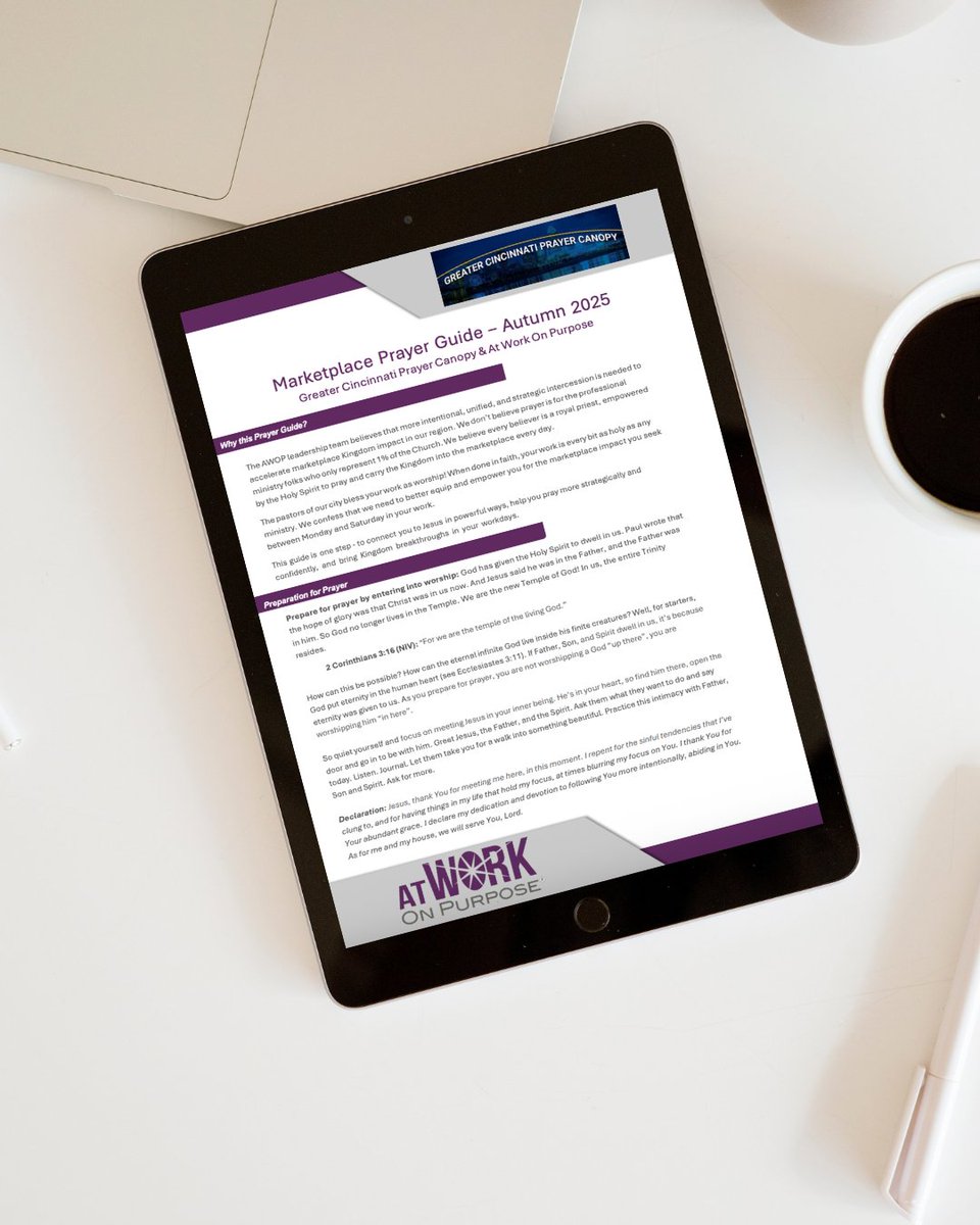 AtWorkOnPurpose's tweet image. We partnered with the Greater Cincinnati Prayer Canopy to release the Q4 Marketplace Prayer Guide — a tool to help you activate faith at work and pray intentionally over your sphere of influence

 gcprayercanopy.net/wp-content/upl…