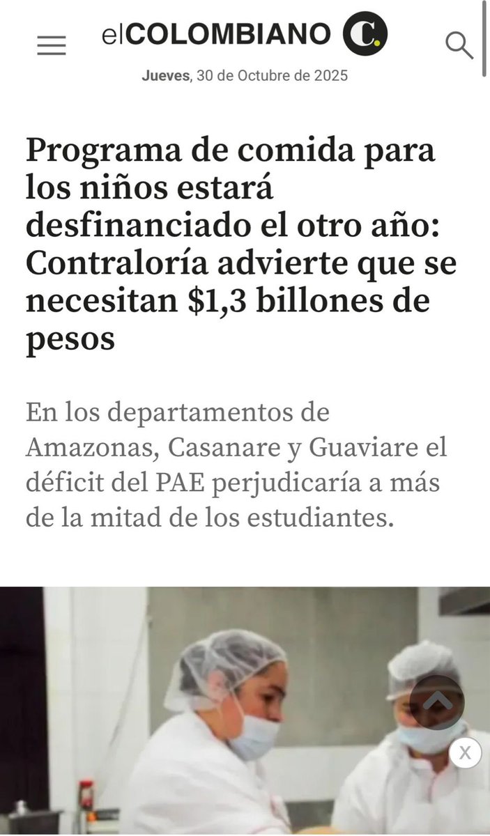 Ni para garantizarle la comida a los niños y jóvenes sirven. 

Programa de Alimentación Escolar, PAE, estará desfinanciado para 2025: Contraloría advierte que se necesitan $1,3 billones de pesos.